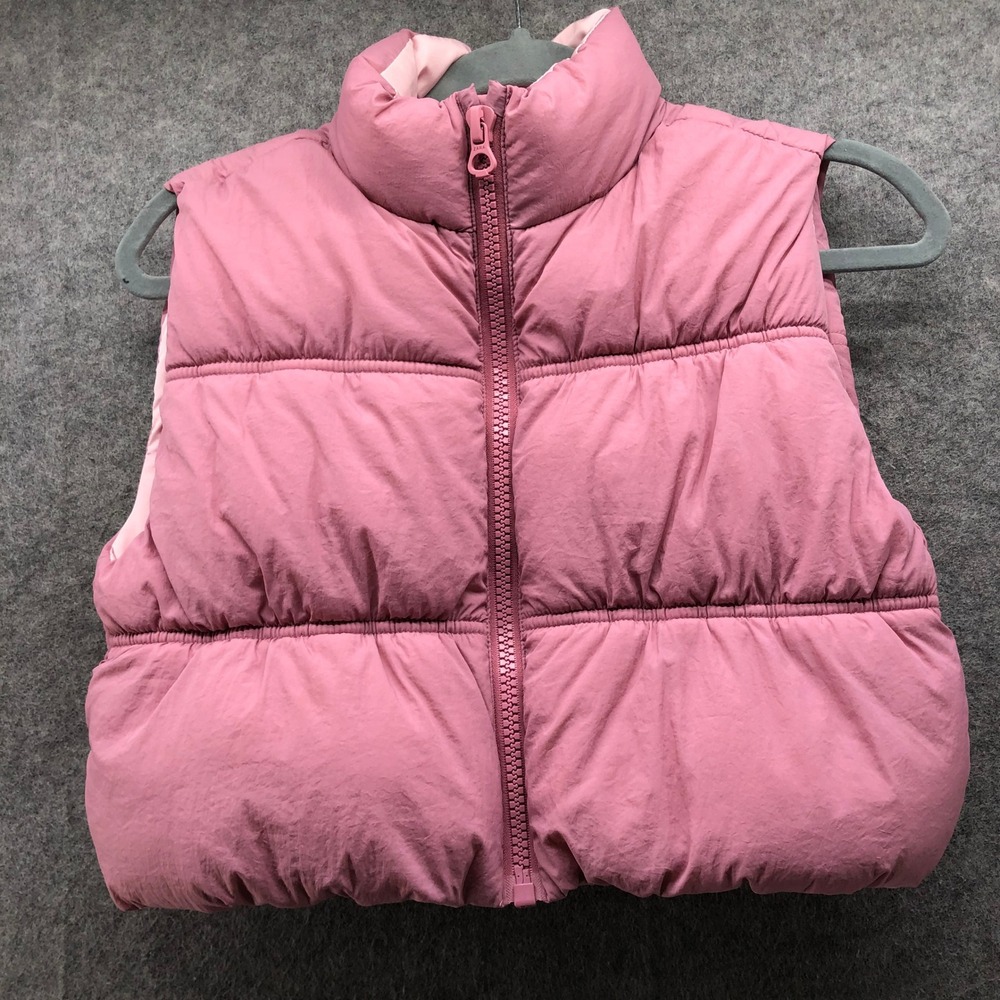 Zara Puffer Vest Girls Size 9-10 Pink Quilted Full Zip Sleeveless Jacket Warm